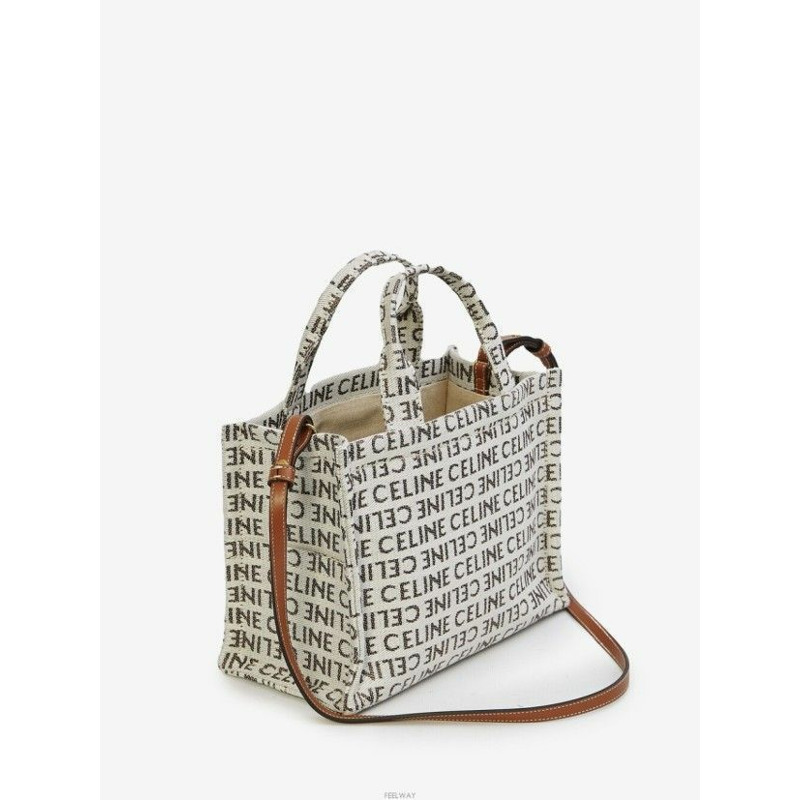 CELINE 卡巴斯小號帆布手提單肩包（天然色）-3