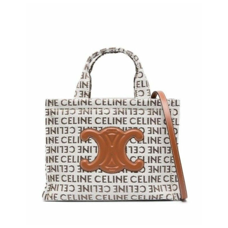 CELINE 卡巴斯小號帆布手提單肩包（天然色）-6