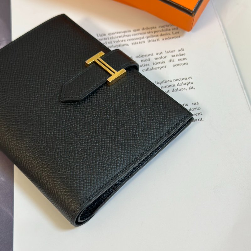 HERMES Bearn 短夾 - 黑金 D-1