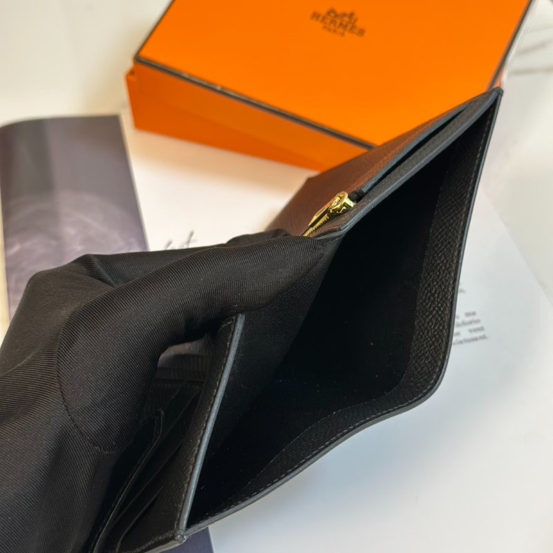 HERMES Bearn 短夾 - 黑金 D-3