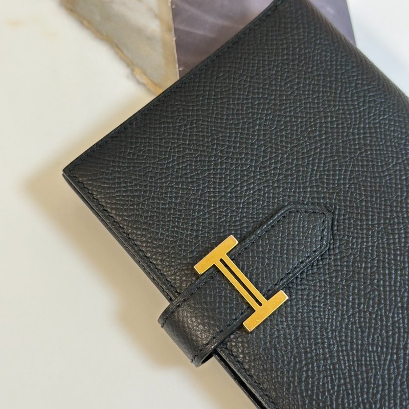 HERMES Bearn 短夾 - 黑金 D-4