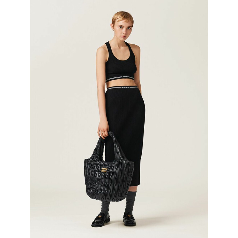 MIU MIU 馬特拉塞納帕皮革手提包 5BG257 N88 F0002 NERO-4