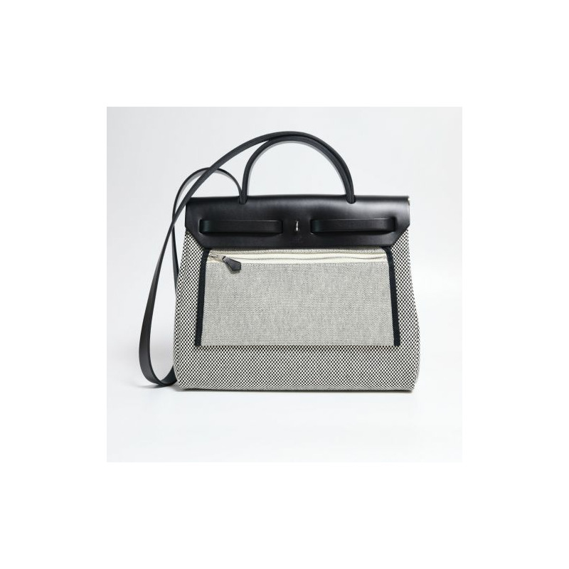 HERMES Herbag 31 帆布米白色印花斜背包-1