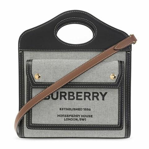 BURBERRY 迷你 Triton 口袋包 黑色 棕褐色 24SS