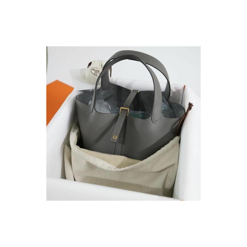 HERMES Picotin 22 尺寸 Grys Meyer 金色五金手提包-6