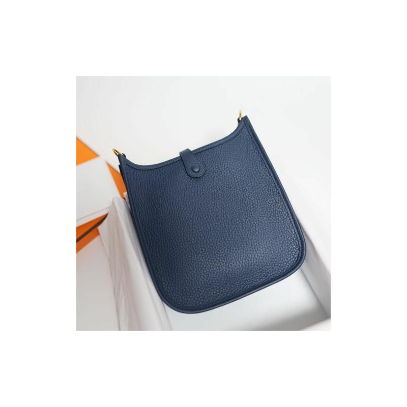 HERMES Mini Evelyne TPM 16 藍色 Dufy 配金色五金零件-2