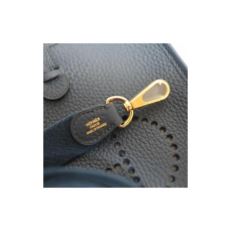 HERMES Mini Evelyne TPM 16 藍色 Dufy 配金色五金零件-6
