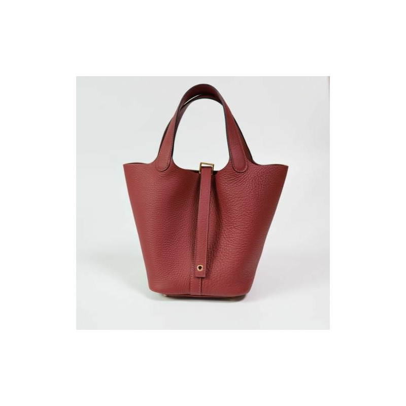 HERMES Picotin 18 PM Picotin Lock Rouge Ash Gold Hardware stamp New Full Set-1