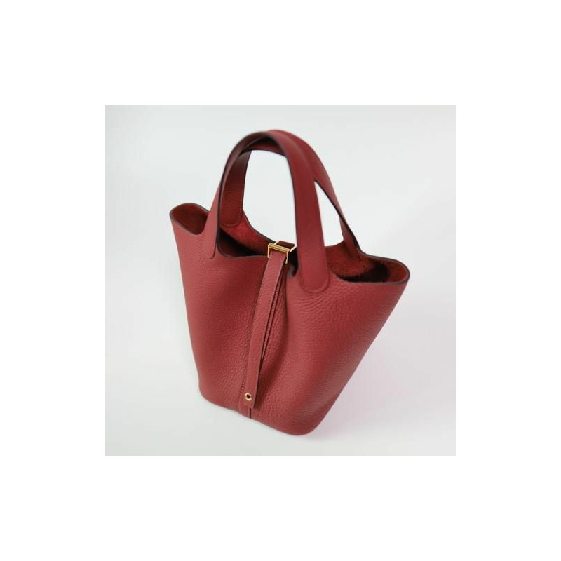 HERMES Picotin 18 PM Picotin Lock Rouge Ash Gold Hardware stamp New Full Set-2