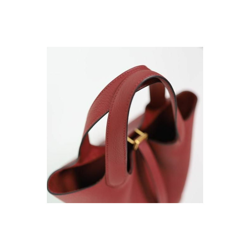 HERMES Picotin 18 PM Picotin Lock Rouge Ash Gold Hardware stamp New Full Set-4