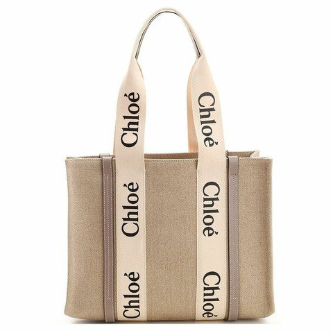 CHLOE Woody 中型托特包 麝香灰 CHC22AS383I26 00O