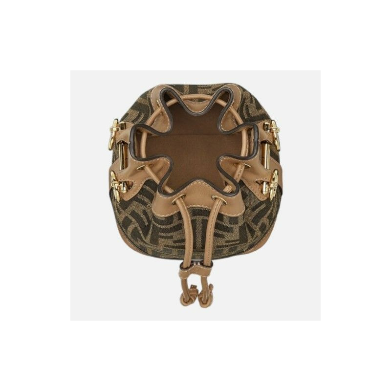 FENDI Montrezzo 迷你水桶包 棕色 8BS093 ALP3-2