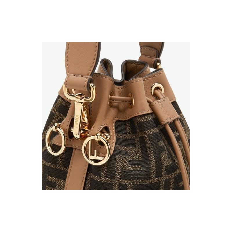 FENDI Montrezzo 迷你水桶包 棕色 8BS093 ALP3-6