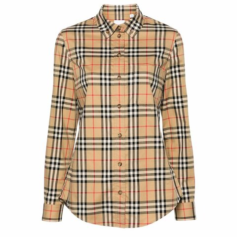 Burberry Button-Down Collar Vintage Check Shirt for Women in Archive Beige - 8083149-Archive_Beige ( Size: UK 4 )