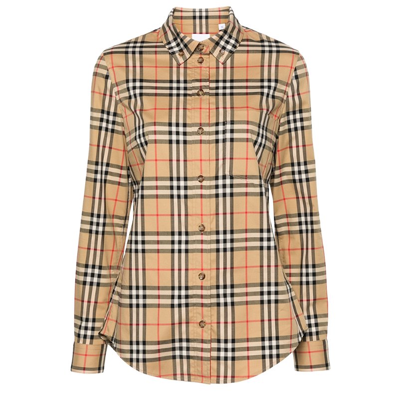 Burberry Button-Down Collar Vintage Check Shirt for Women in Archive Beige - 8083149-Archive_Beige ( Size: UK 4 )-0