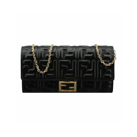 FENDI Baguette 鏈條單肩包 黑色 AAJD F0KUR