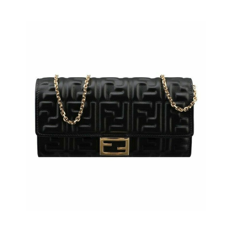 FENDI Baguette 鏈條單肩包 黑色 AAJD F0KUR-1