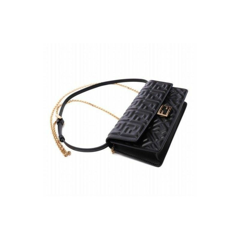 FENDI Baguette 鏈條單肩包 黑色 AAJD F0KUR-3