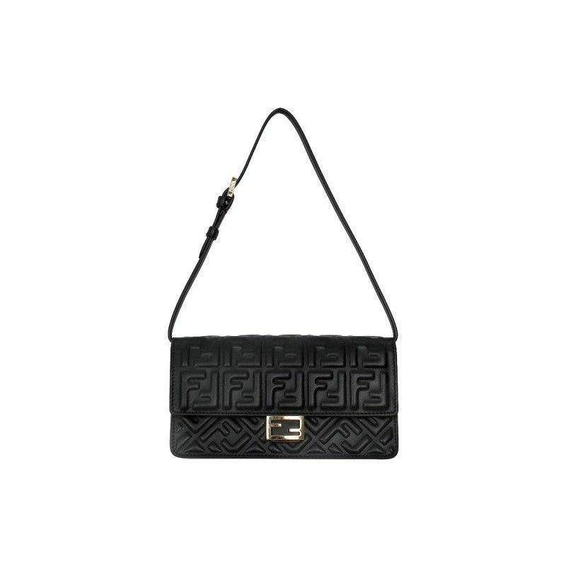 FENDI Baguette 鏈條單肩包 黑色 AAJD F0KUR-4