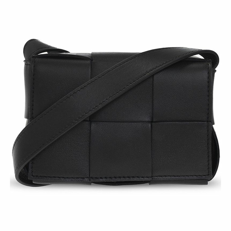BOTTEGA VENETA Intrecciato 迷你盒式包 黑色-0