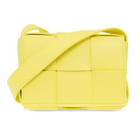 BOTTEGA VENETA Intrecciato 迷你卡式包 黃色 666688 VMAY1