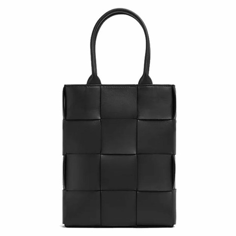 BOTTEGA VENETA Intrecciato 迷你托特包斜背包黑色 709341 VMAY1