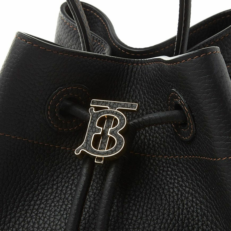 BURBERRY LL SM 抽繩水桶包 LGL A1189 小號灰色皮革水桶包-6