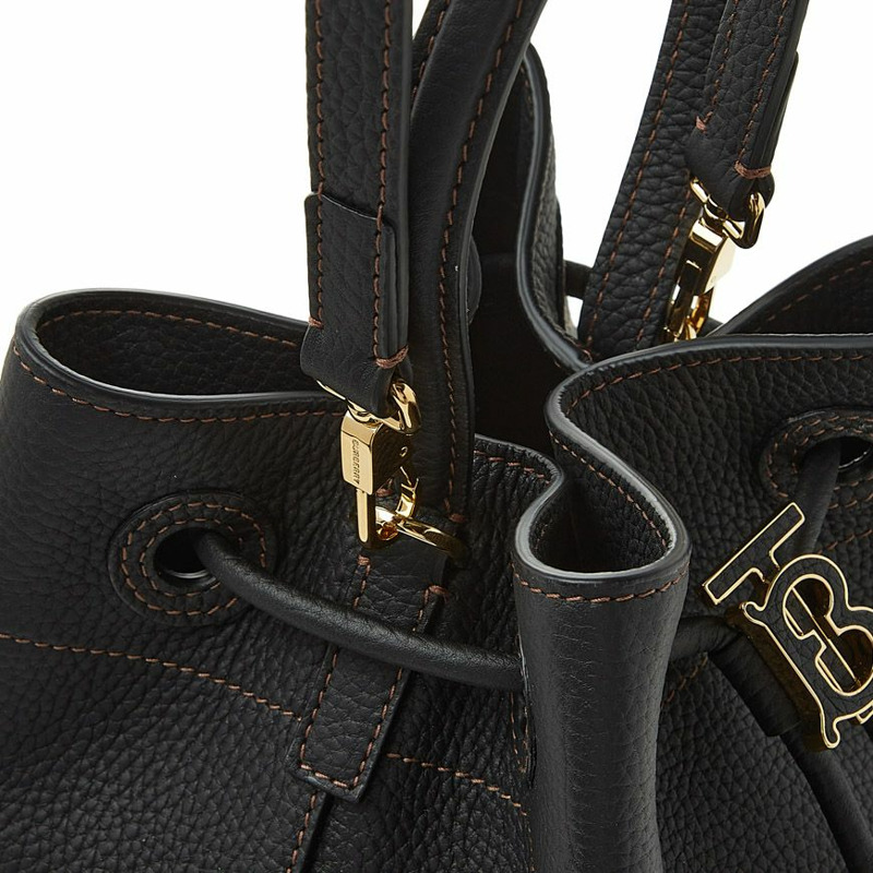 BURBERRY LL SM 抽繩水桶包 LGL A1189 小號灰色皮革水桶包-8