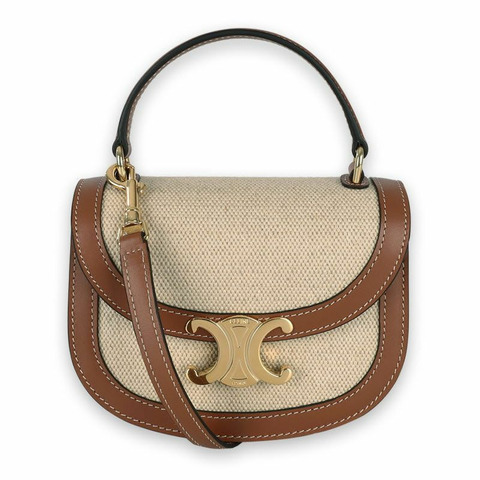 CELINE 范思哲 Triumph 紡織迷你肩背包（棕色）10K502FA3 02NT