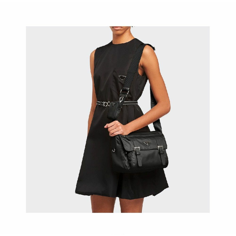 PRADA 25SS Re-Nylon Logo Plaque Shoulder Bag 1BD953 RV44-4