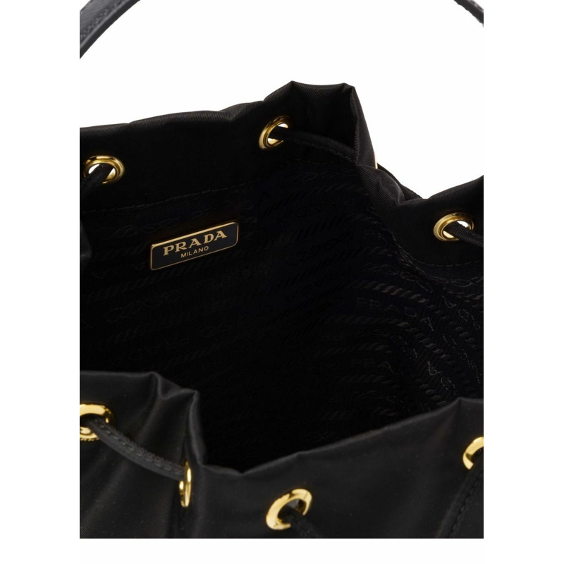 PRADA Duet Re-Nylon 新款水桶包 黑色金色 1BH038 RV44-3
