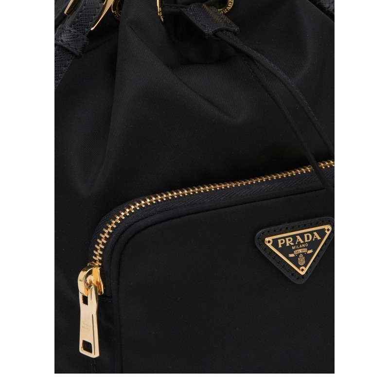 PRADA Duet Re-Nylon 新款水桶包 黑色金色 1BH038 RV44-4