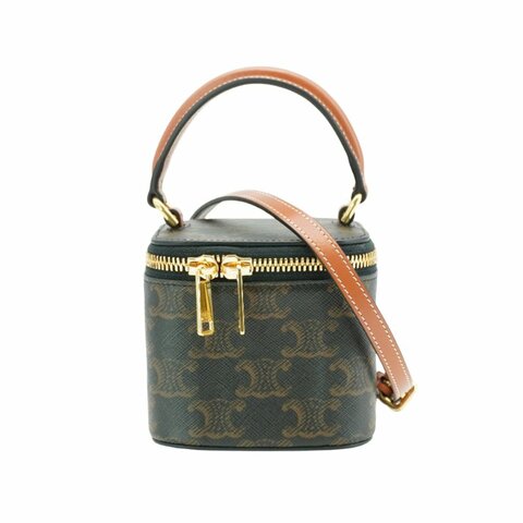 Celine 標誌印花迷你化妝包(棕褐色)