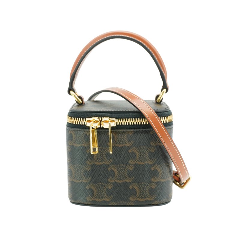 Celine 標誌印花迷你化妝包(棕褐色)-0