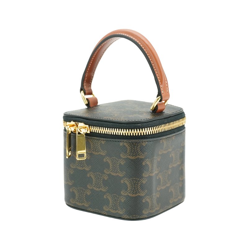 Celine 標誌印花迷你化妝包(棕褐色)-1