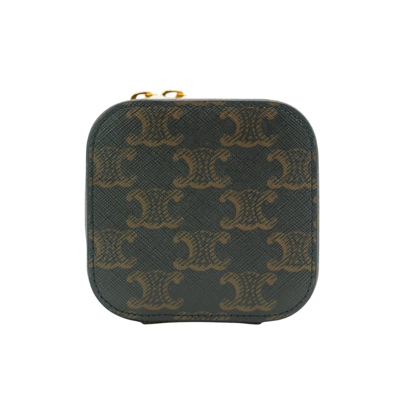 Celine 標誌印花迷你化妝包(棕褐色)-3