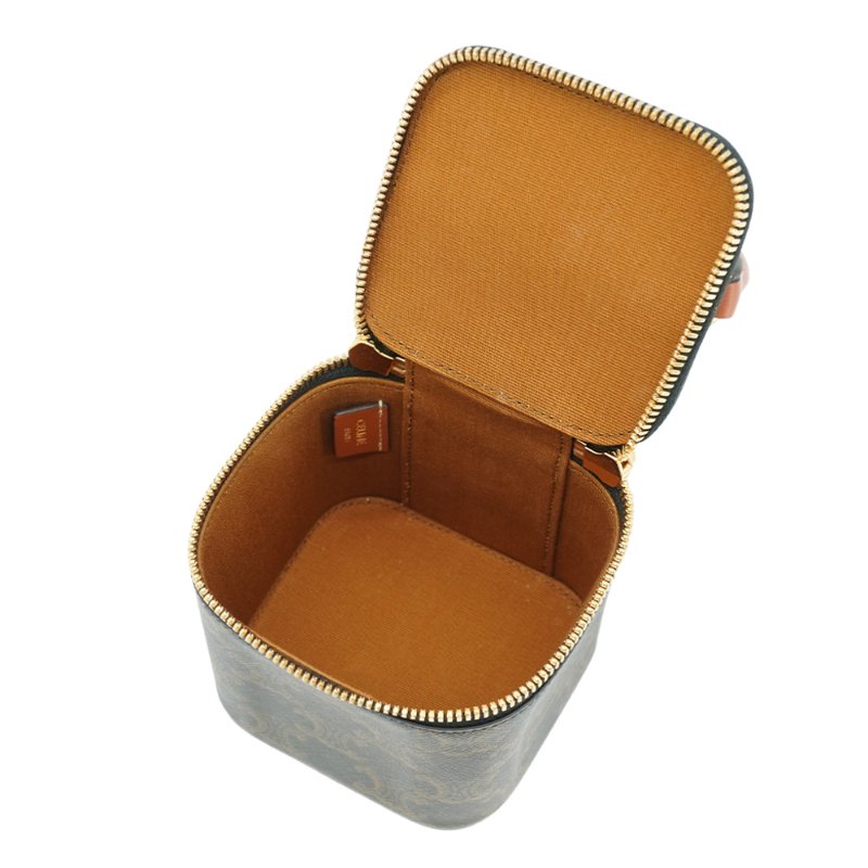 Celine 標誌印花迷你化妝包(棕褐色)-4