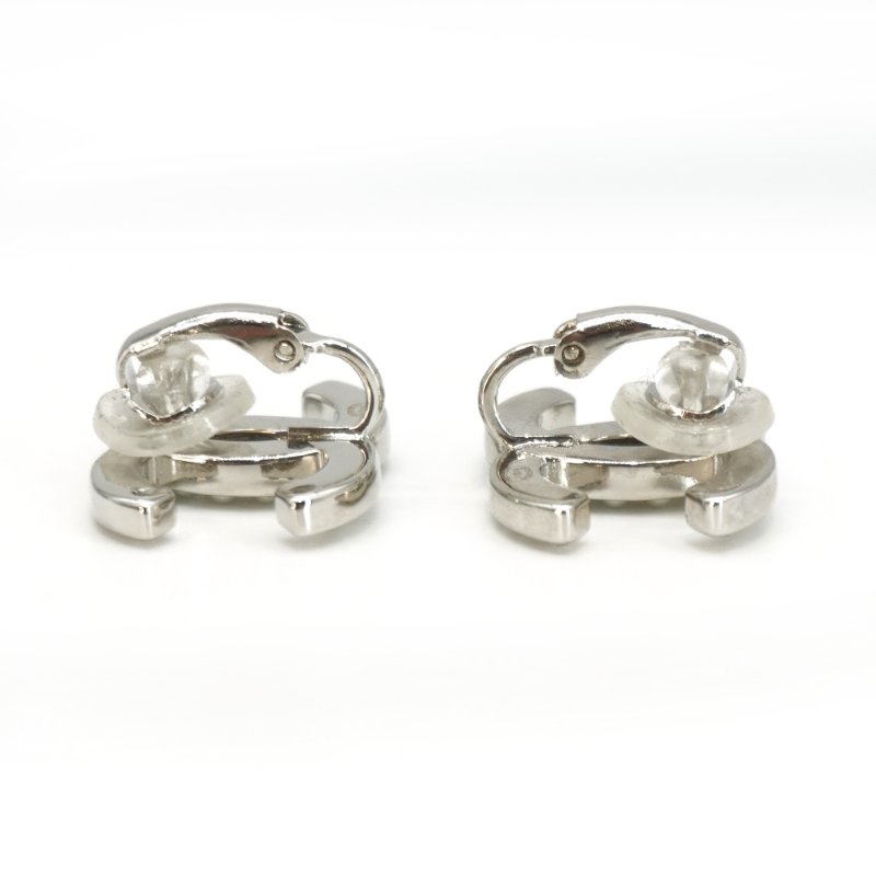 Chanel 銀框水鑽珍珠夾式耳環(ABG433-銀)-4