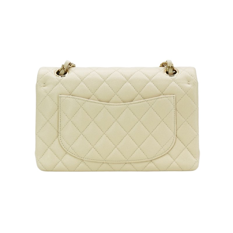 Chanel 展示品 菱格粒紋牛皮淡金鍊翻蓋coco斜背包-23cm(A01113-米膚)-2