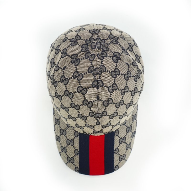 Gucci 經典雙G logo帆布紅藍線棒球帽#S(藍)-3