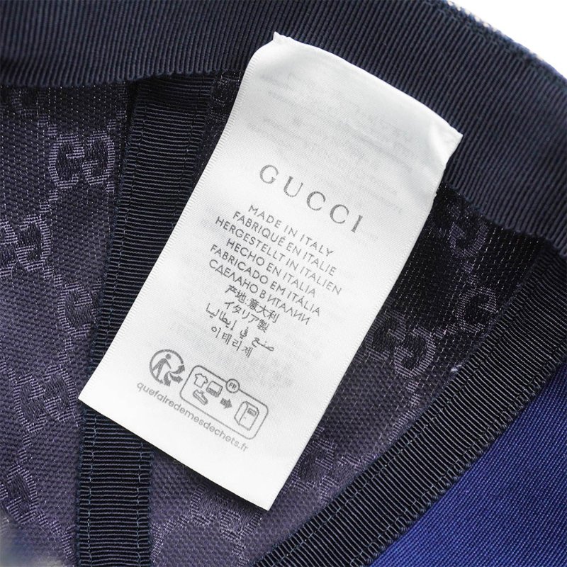 Gucci 經典雙G logo帆布紅藍線棒球帽#S(藍)-5