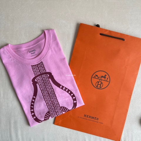 清貨 🧡 Hermes 女裝 短袖 tshirt tee Fantaisie d'Etriers Rose pop 粉色 34🐴