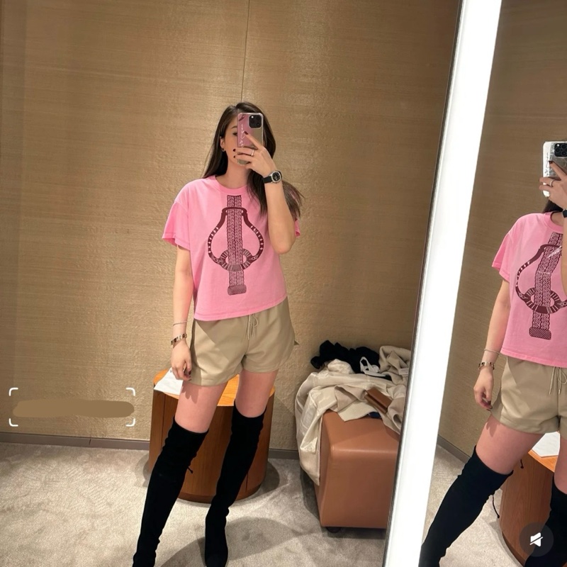 清貨 🧡 Hermes 女裝 短袖 tshirt tee Fantaisie d'Etriers Rose pop 粉色 34🐴-1