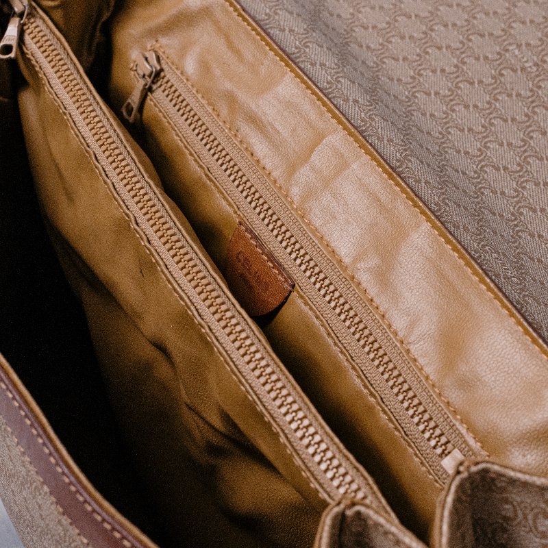 🧠小浮気見世物小屋🧠法國製🇫🇷 Celine Macadam凱旋門老花橢圓金標 手提托特包|焦糖植鞣革 × 稀有橢圓金標-2