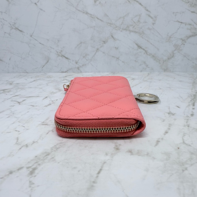 CHANEL粉色淡金L型零錢包/晶片-2