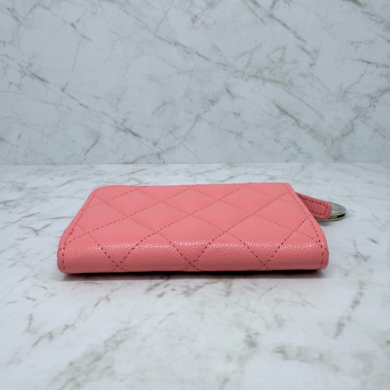 CHANEL粉色淡金L型零錢包/晶片-4