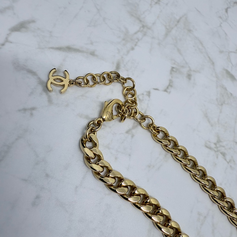 CHANEL金色黑彩星星配珍珠項鍊-3