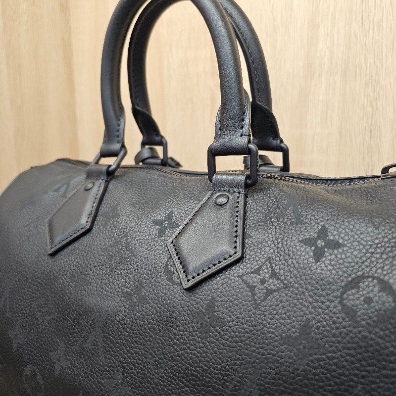 [未使用極新好物❣️極致黑款] LV黑牛皮Speedy30 P9消光黑釦手提斜背波士頓包-5