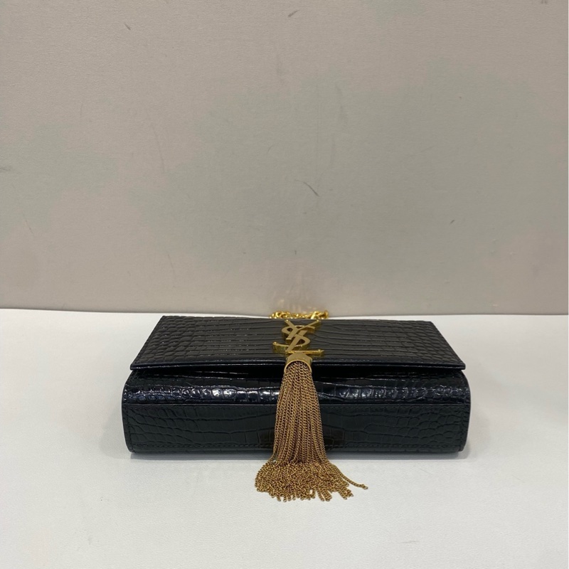 YSL聖羅蘭 Kate 小號黑金流蘇包金標鏈條-4