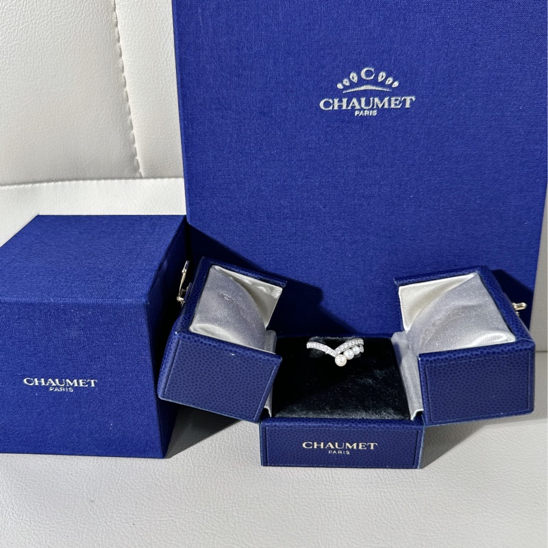 Chaumet尚美 约瑟芬系列 白金珍珠钻石戒指-0